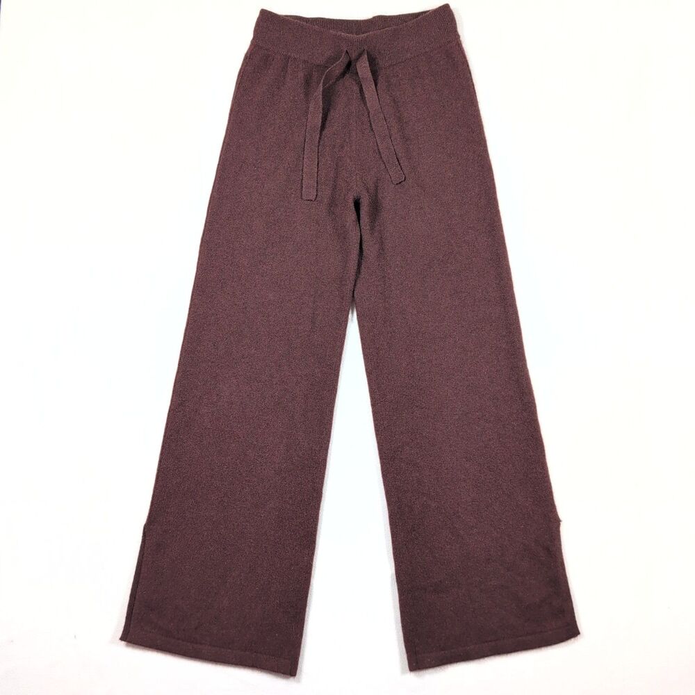 Crush Cashmere Wide Leg Flare Sweatpants Pants Brown XS Boho City Chic